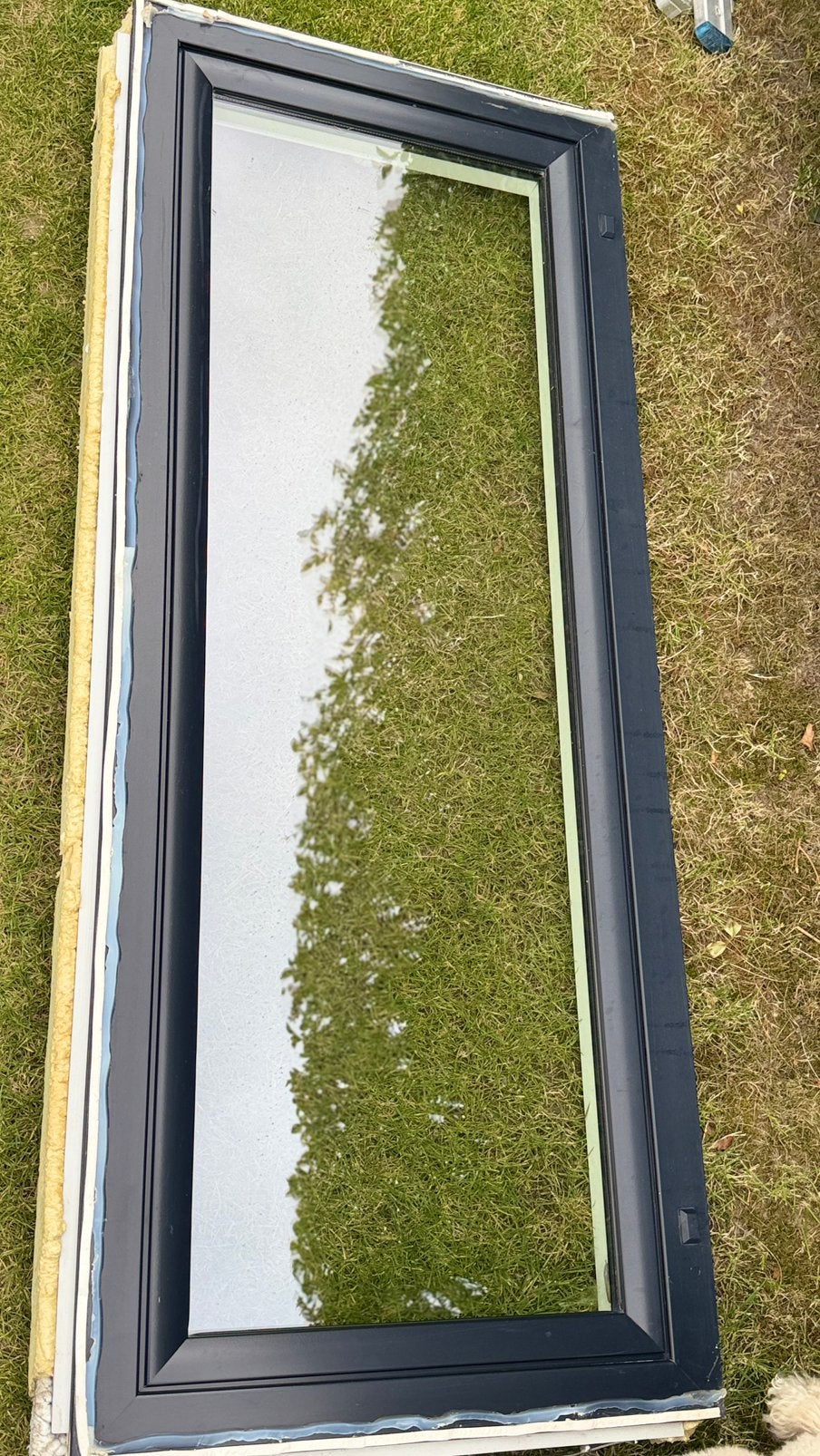 Blauw alu kiep raam, Doe-het-zelf en Bouw, Glas en Ramen, Ophalen, Gevelraam of Ruit, Gebruikt, Minder dan 80 cm