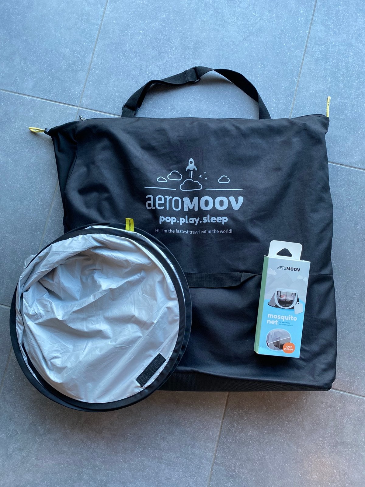 Aeromoov reisbed en reispark + zonnescherm + muggennet, Ophalen