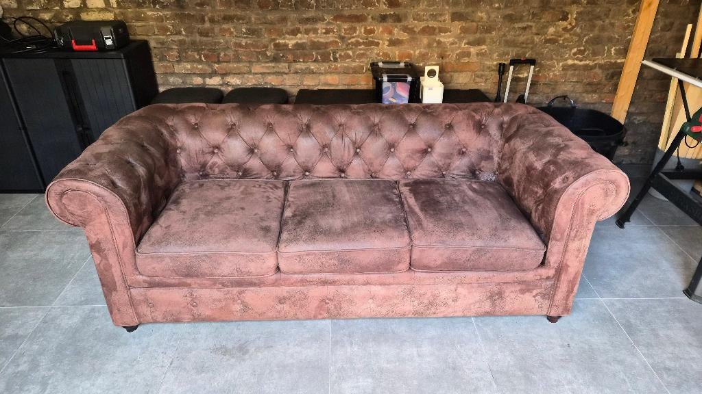 Chesterfield - Canapé Capitonné 3 Places Maison du Monde, Enlèvement, Utilisé, Trois personnes, Chesterfield