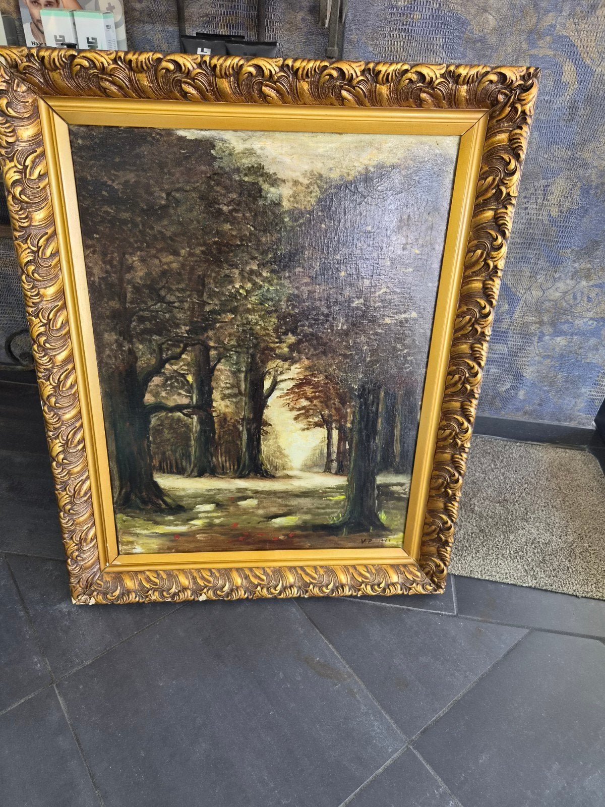 klassiek olieverfschilderij van een boslandschap,, Ophalen, Klassiek, Ingelijst, Landschap