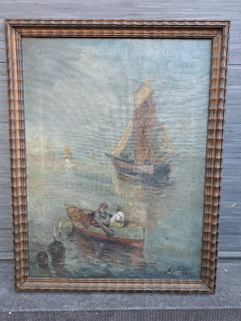 huile sur toile marine signe j d gaillard 1930, Ophalen of Verzenden