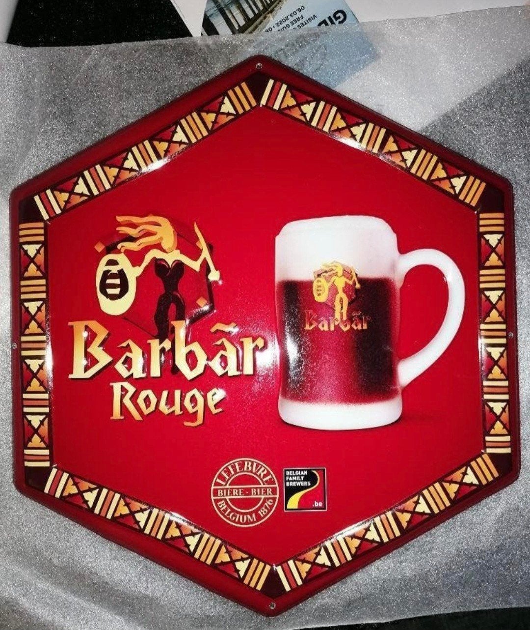 metalen plaat barbar rouge, Verzamelen, Biermerken, Verzenden