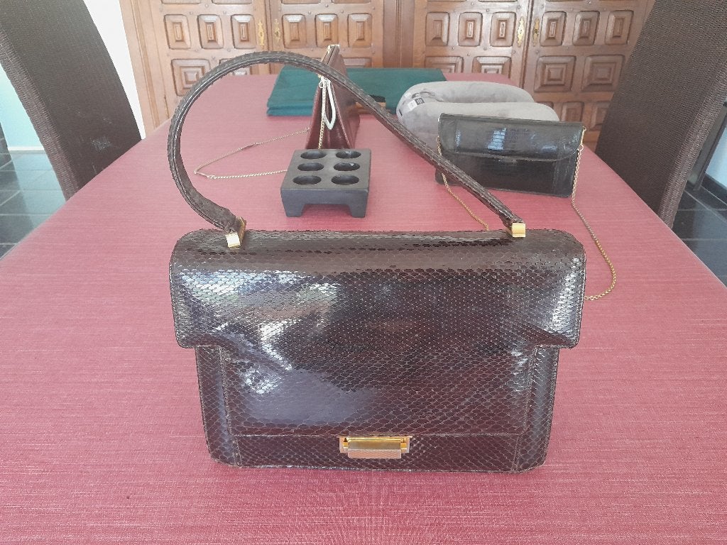 Handtas Slangenleer, Handtassen en Accessoires, Ophalen of Verzenden, Gebruikt, Zwart, Handtas