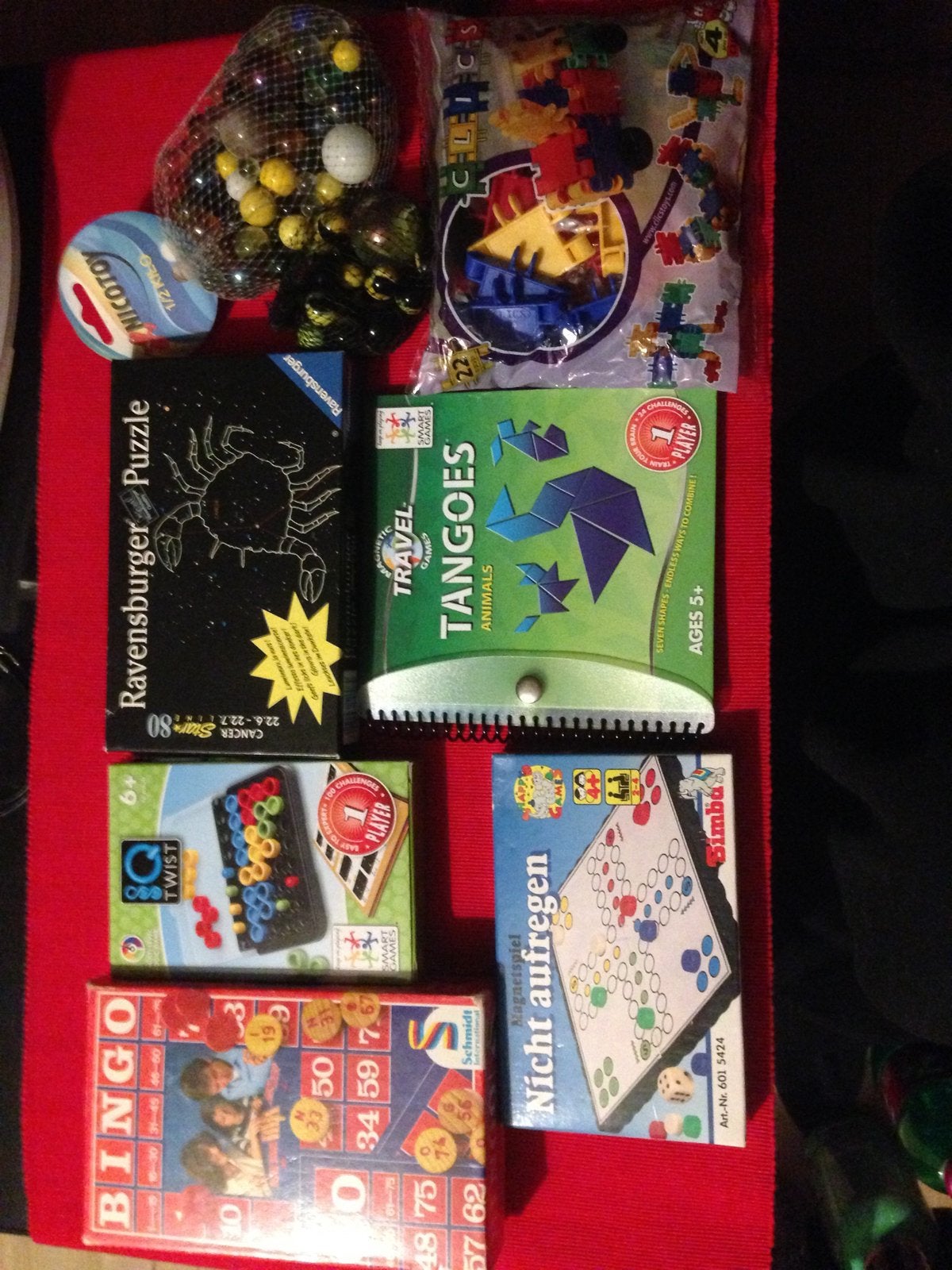 Set bordspellen voor kinderen, ballen, puzzel, bingo, Ophalen, Zo goed als nieuw
