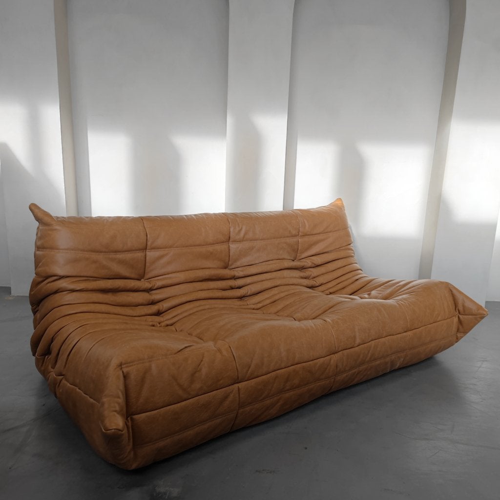 Ligne Roset Togo Large Settee driezits | Camel Leder (Sale), Antiek en Kunst