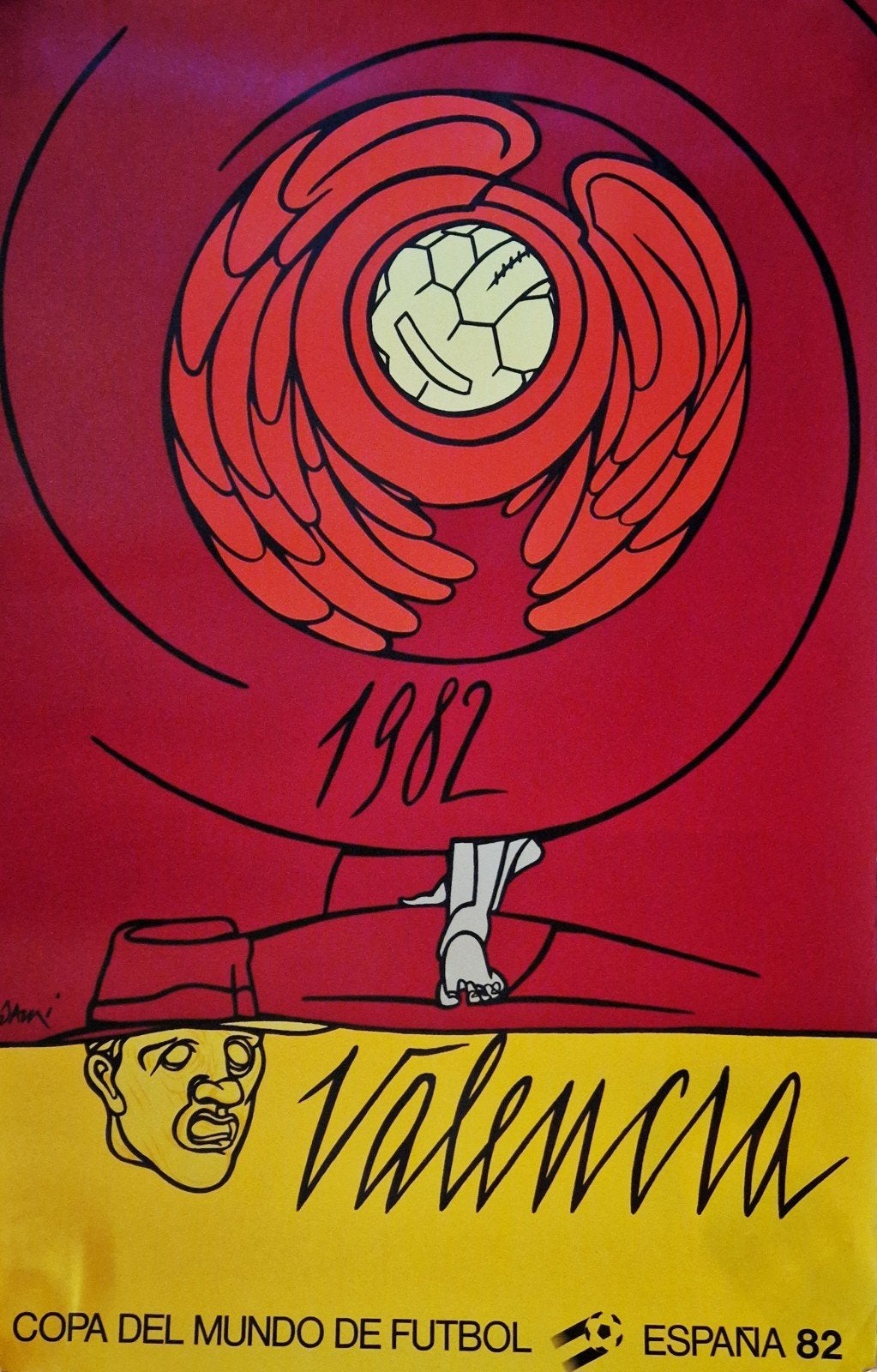 Affiche WK 1982 Adami - Valencia, Deurposter of groter, Ophalen of Verzenden, Sport, Rechthoekig Staand