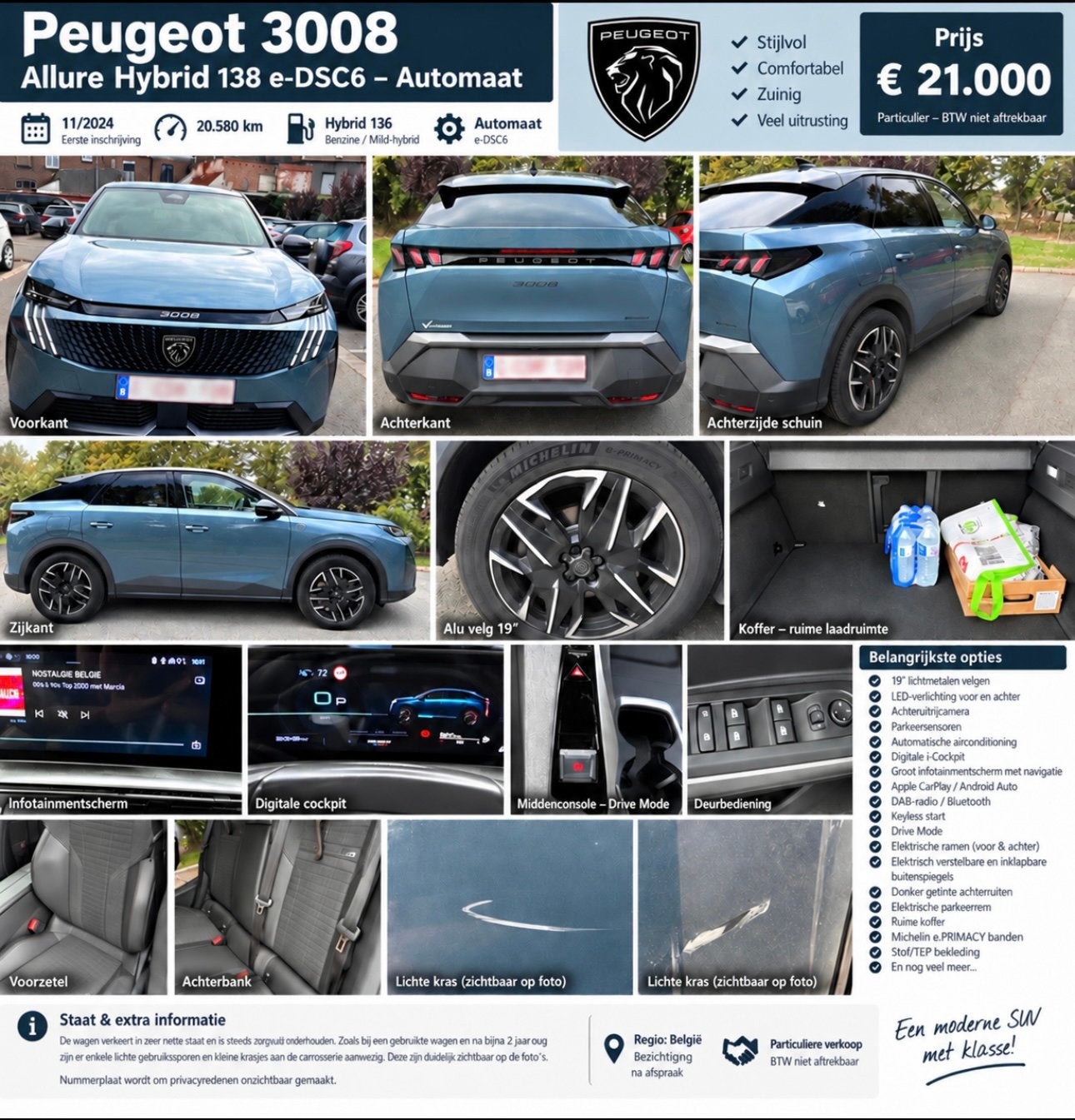Peugeot 3008 Allure Hybrid, Autos, Achat, Euro 6, Noir, Alarme