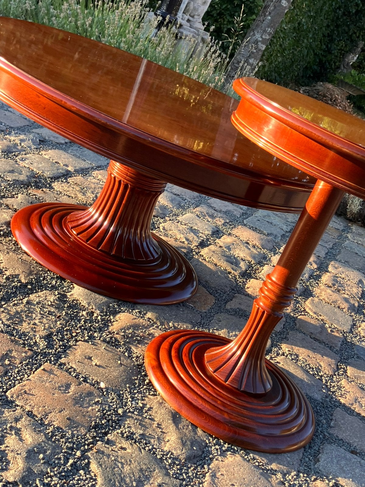 Unieke set Empire mahonie salontafel en wijntafel, Ophalen