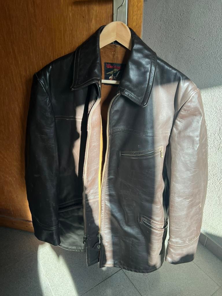 Vintage lederen jas, Kleding | Heren, Ophalen, Zo goed als nieuw