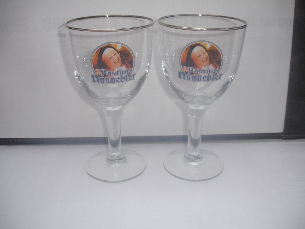 Bierglas Poperings Nunnebier, brij. Verhaeghe, Verzamelen, Ophalen of Verzenden, Zo goed als nieuw, Glas of Glazen, Overige merken