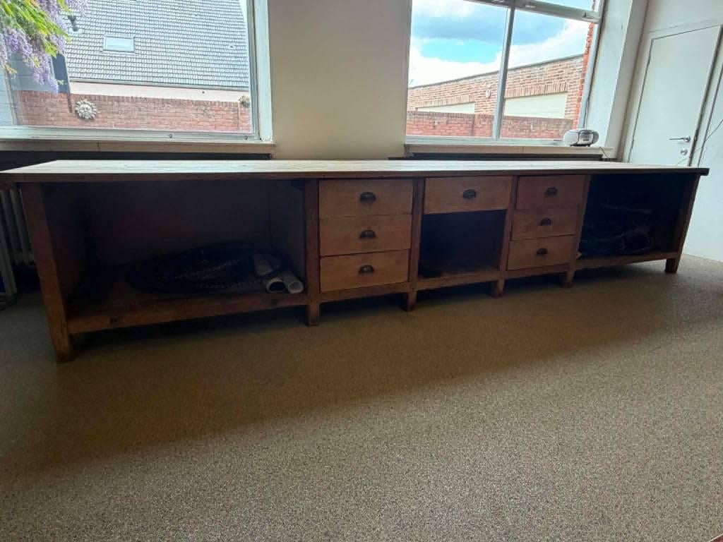 antieke houten werktafel, Ophalen