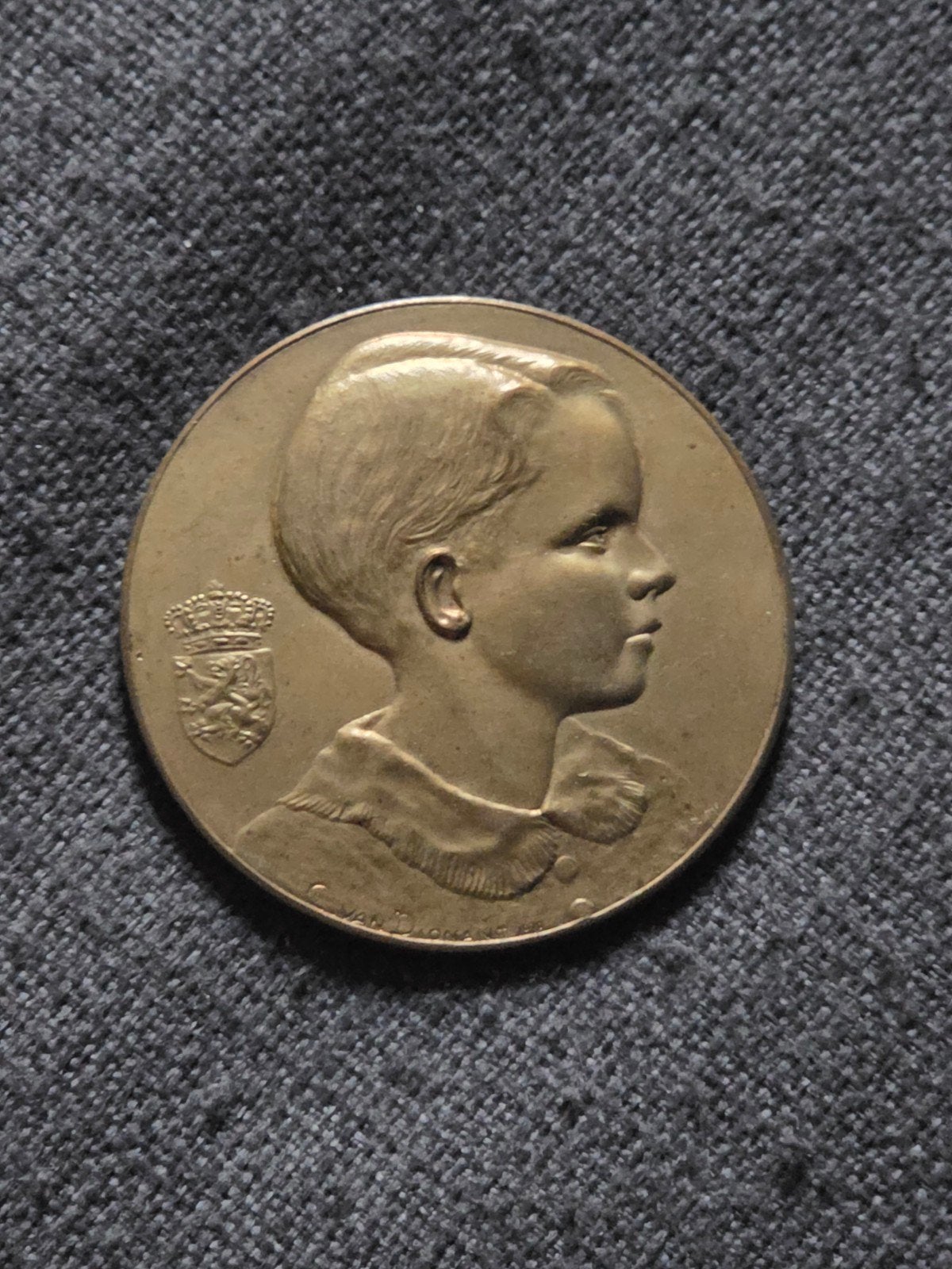 medaille Prins Boudewijn 1938 5cm Van Dionant, Ophalen of Verzenden, Brons