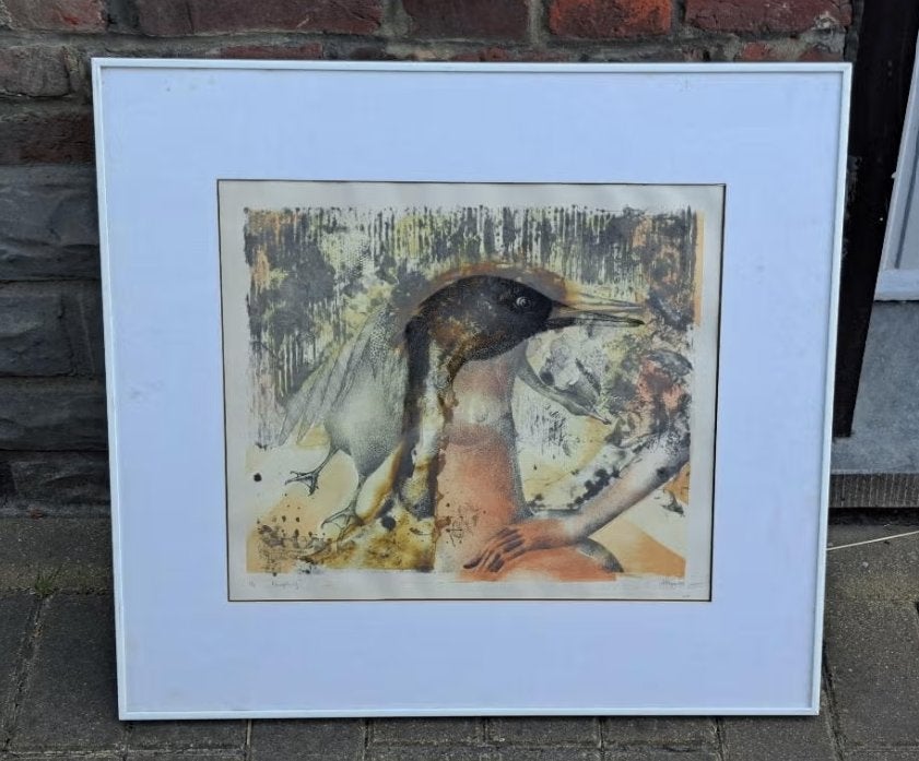 eau forte vogelurij signe, Ophalen of Verzenden
