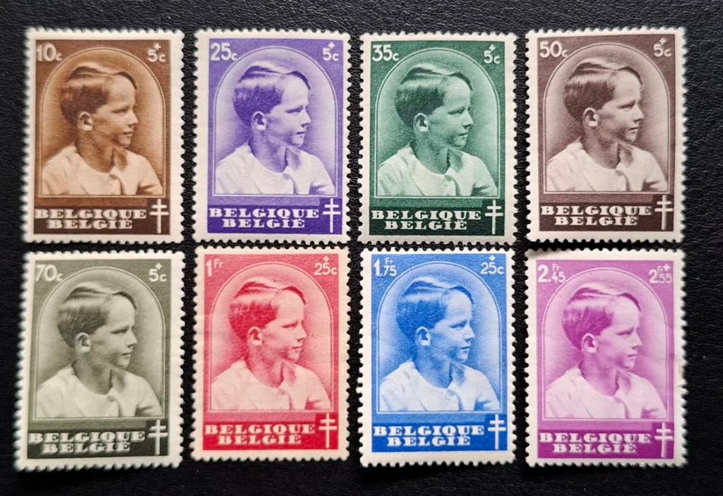 Belgique : COB 438/45 * Antituberculeux 1936, Sans timbre, Trace d'autocollant, Enlèvement ou Envoi, Gomme originale