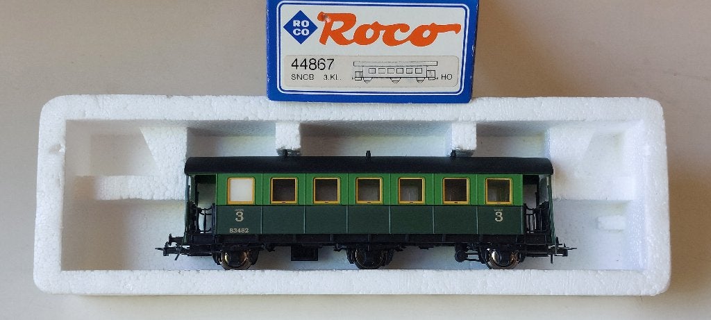 SNCB*NMBS ROCO VOITURE 3CL. BICOLORE*HO*DC*44867, Analogique, Roco, Set de Trains, Envoi