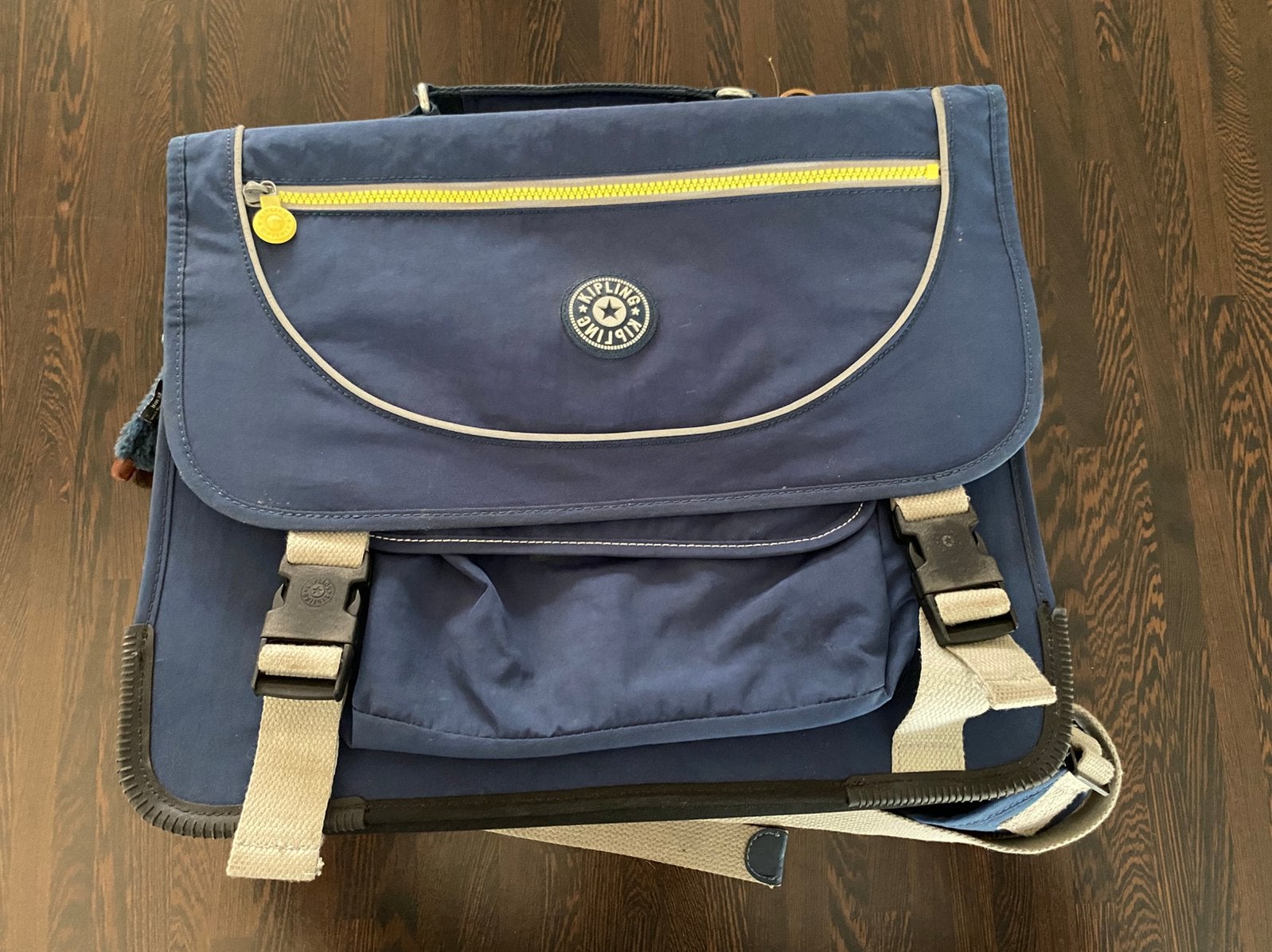 Kipling Preppy boekentas blauw-geel, Ophalen, Gebruikt