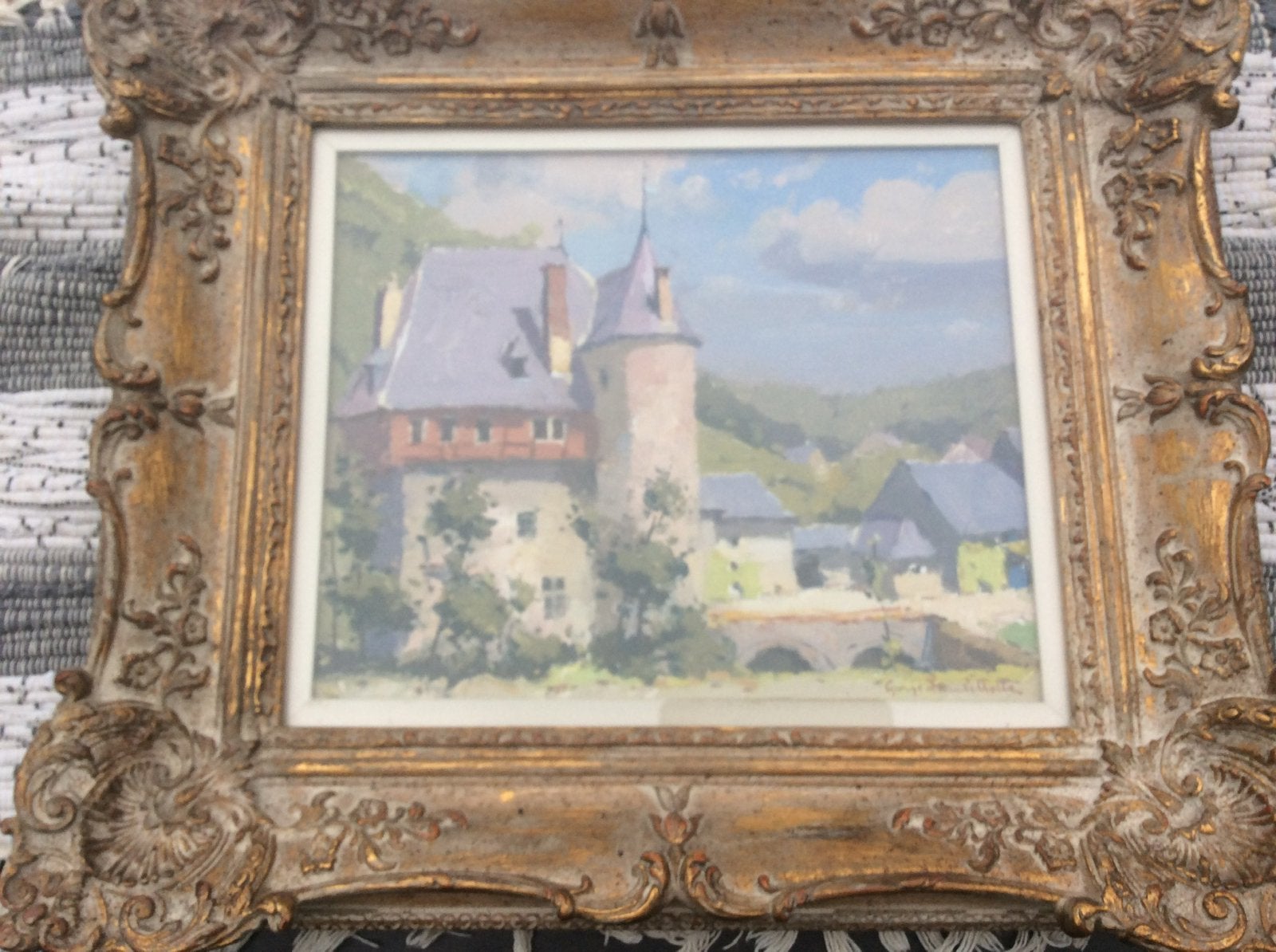Le chateau de Crupet en peinture de Georges Lambillote, Antiquités & Art, Enlèvement, Classique, Signé, Paysage urbain / rural