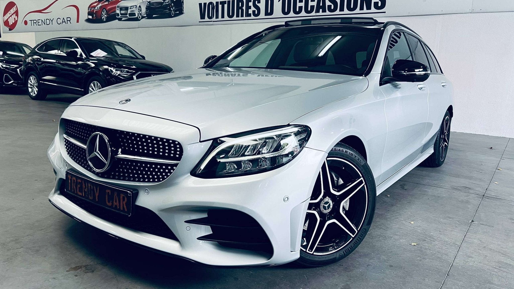Mercedes-Benz C-Klasse 180 AMG Line+NAVI+PANO+360CAMERA+LE, Autos, Argent ou Gris, 170 g/km, Euro 6, Alcantara