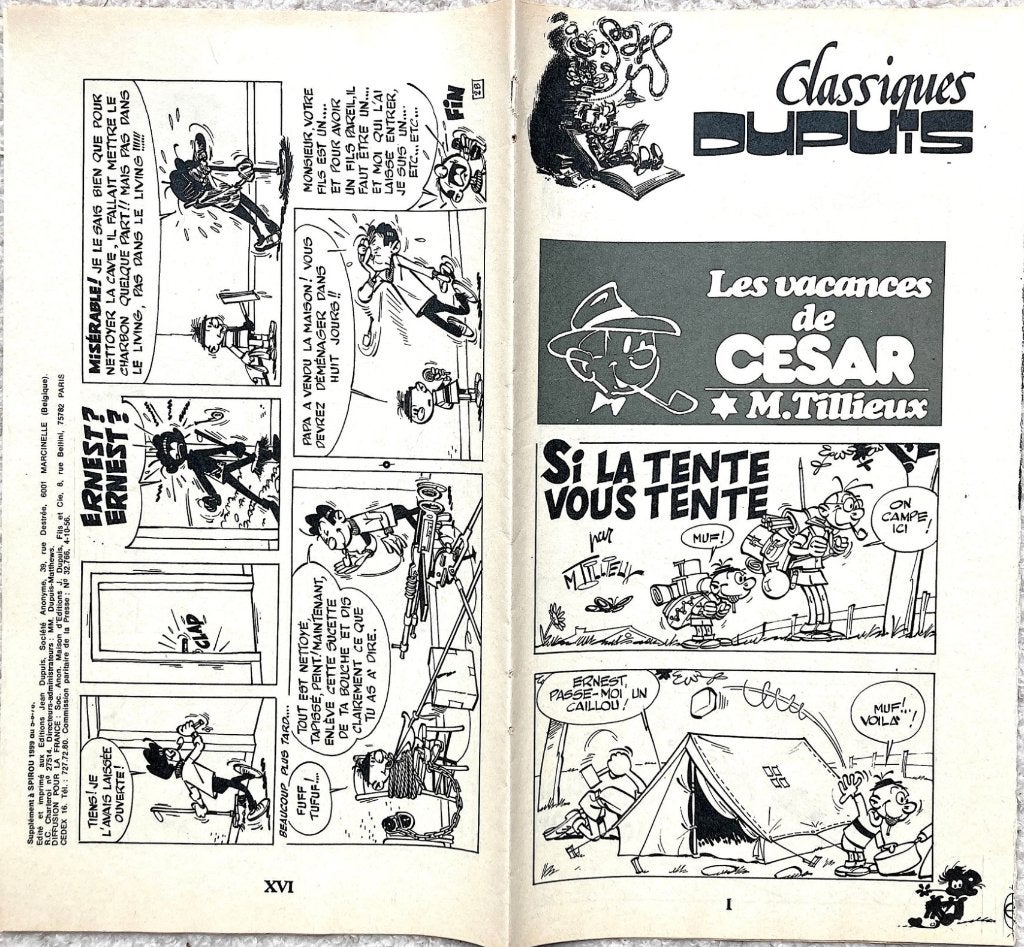 Les vacances de Cesar, Maurice Tillieux,, M. Tillieux, Enlèvement ou Envoi, Une BD, Comme neuf