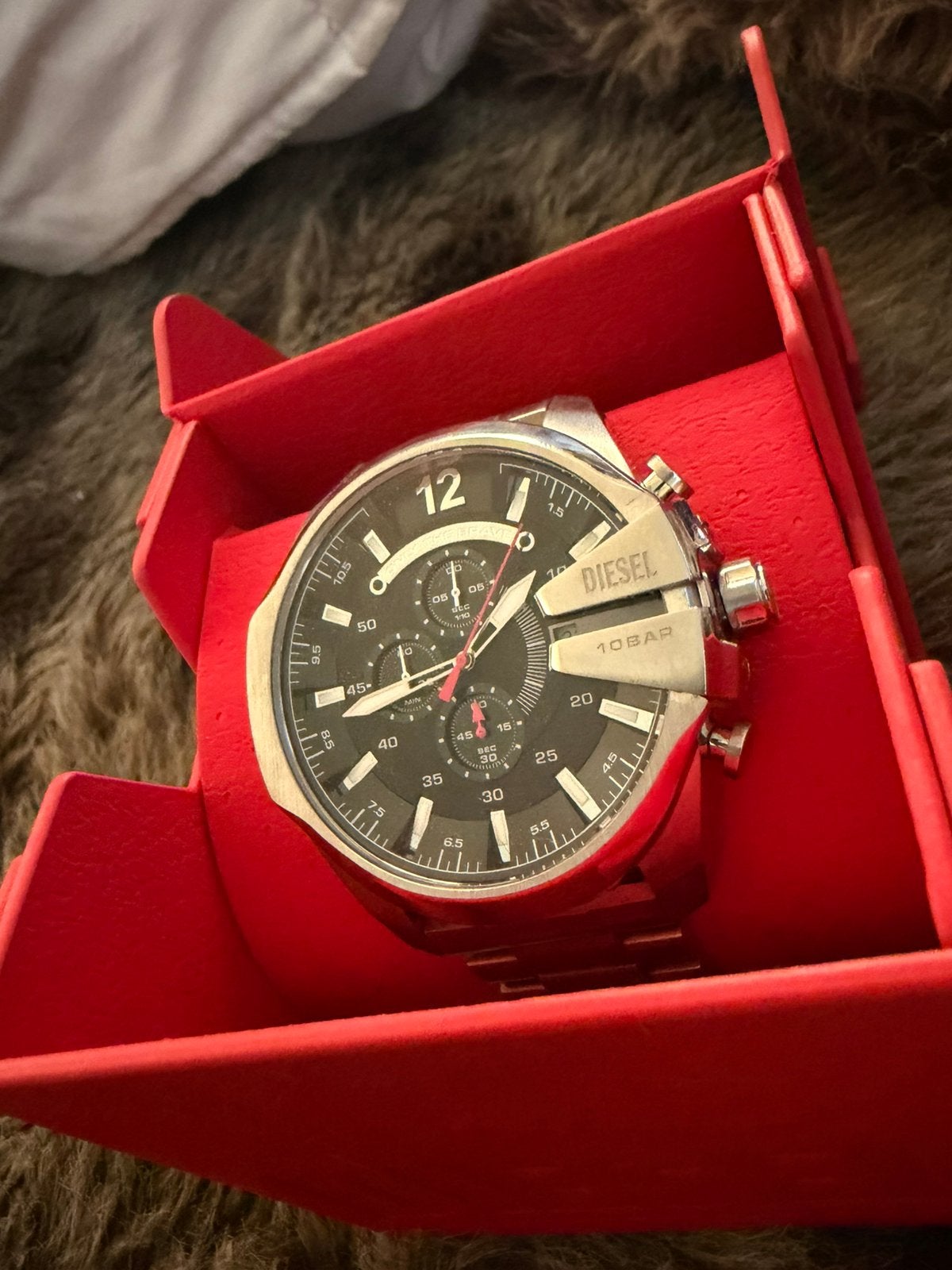 Diesel Mega Chief Zilver, Handtassen en Accessoires, Horloges | Heren, Ophalen of Verzenden, Zo goed als nieuw, Zilver