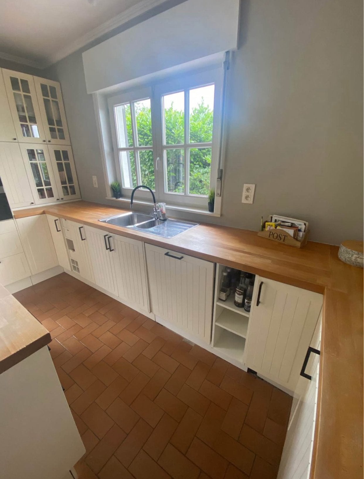 Cuisine, équipée IKEA, blanc, crème avec îlot., Maison & Meubles, Autres couleurs, Bois, Enlèvement, Utilisé