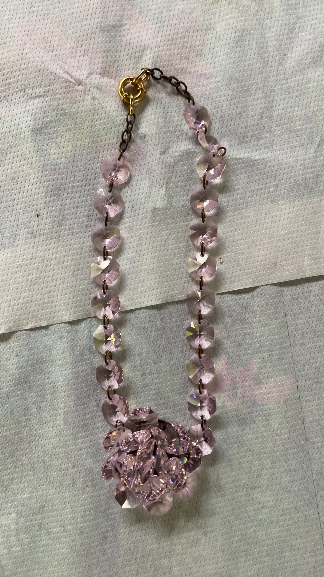 Roze vintage ketting, Handtassen en Accessoires, Kettingen, Ophalen, Zo goed als nieuw, Roze