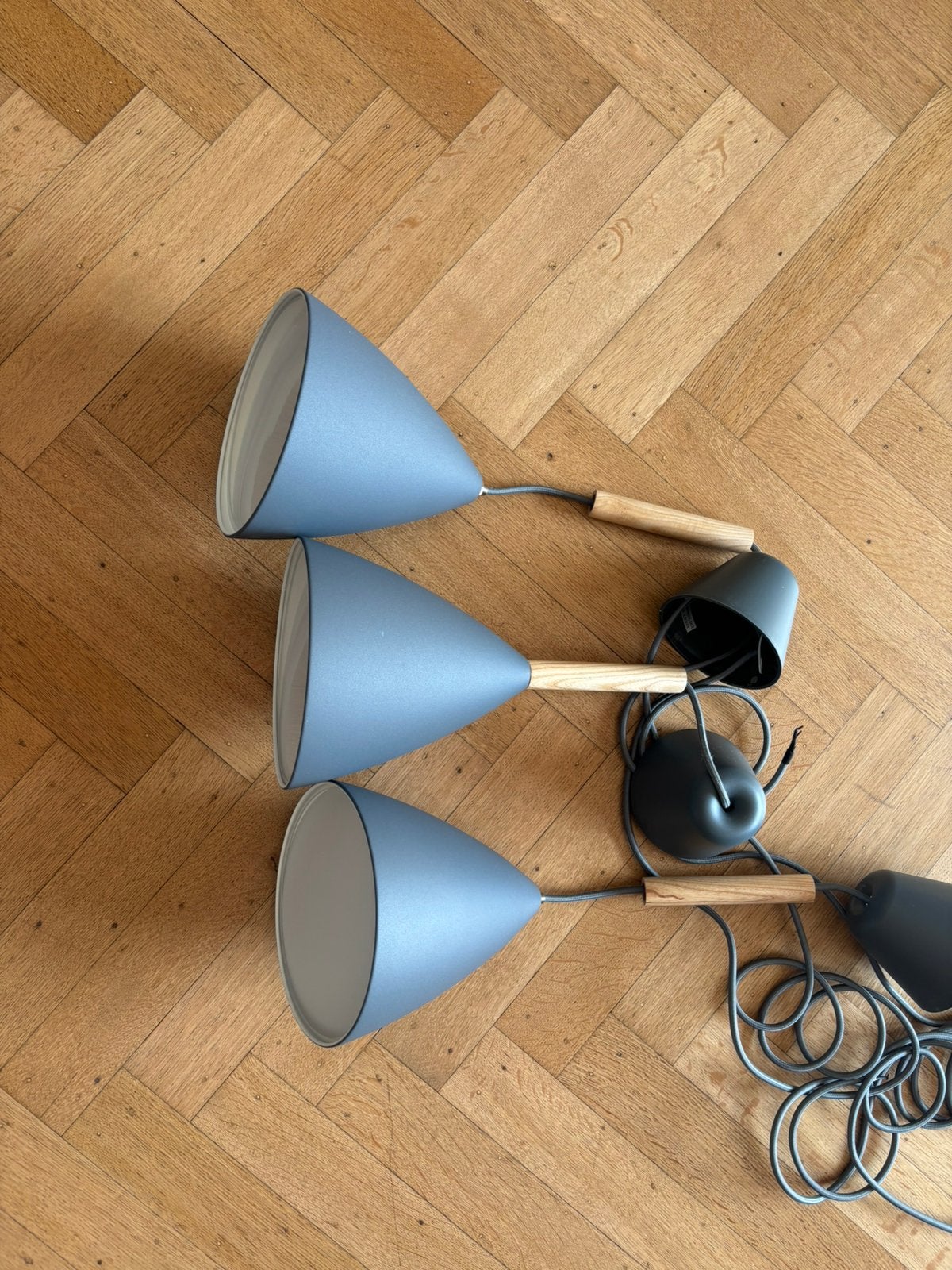 3x ceiling lamps. Gray., Huis en Inrichting, Ophalen, Gebruikt, Hout