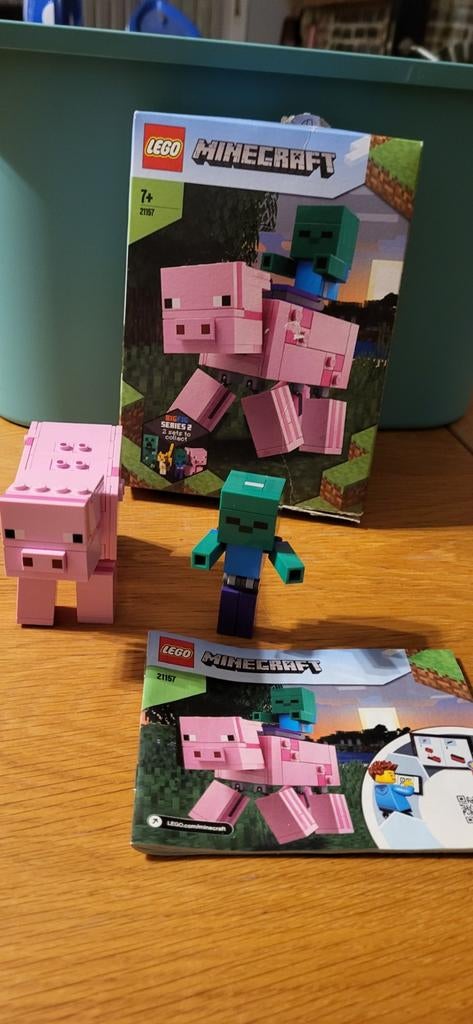Lego Minecraft 21157 BigFig Pig With Baby Zombie, Ophalen, Compleet, Minecraft