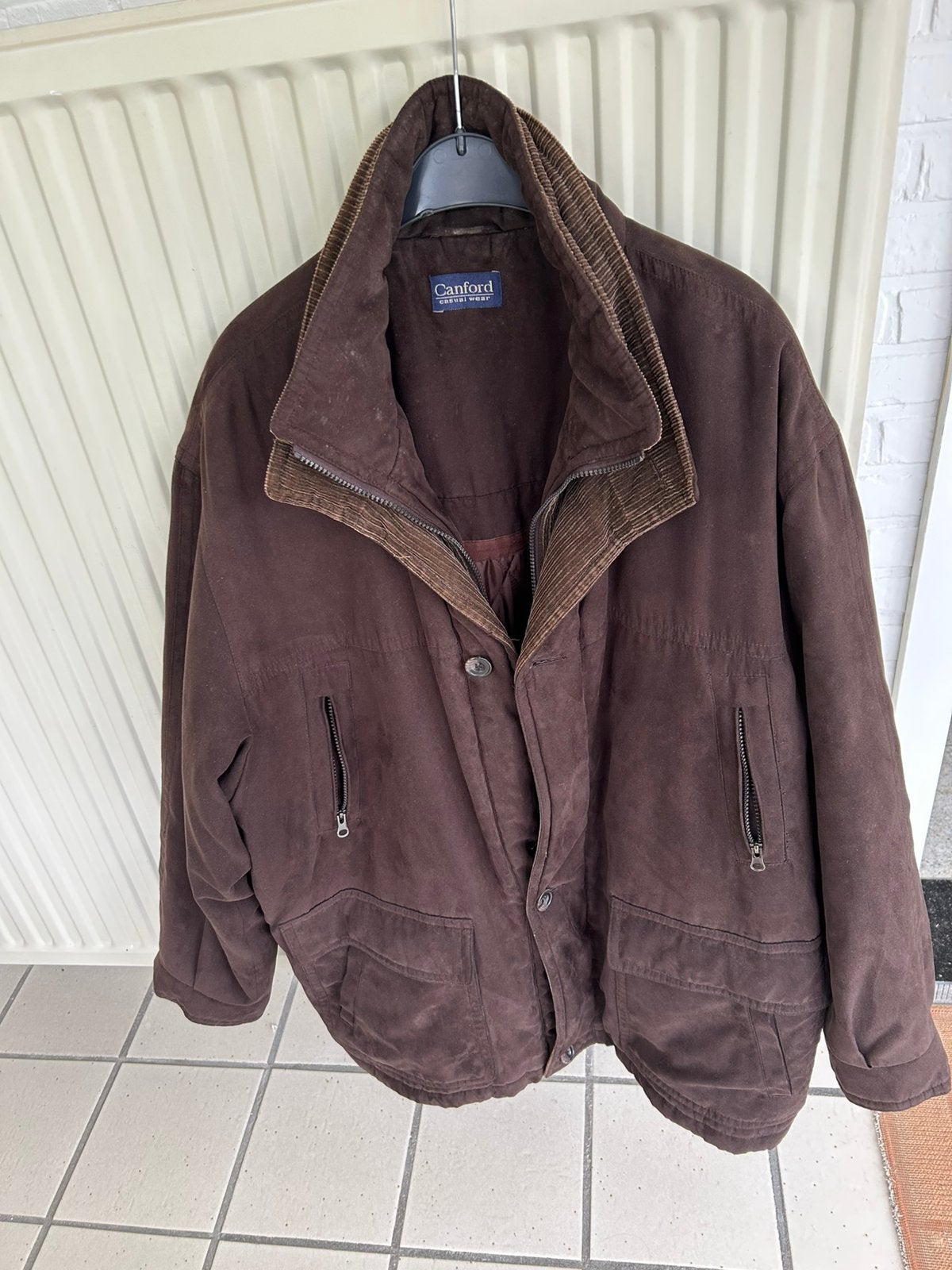 Prachtige donkerbruine daim herenjas XL, Enlèvement ou Envoi, Comme neuf, Taille 56/58 (XL), Brun