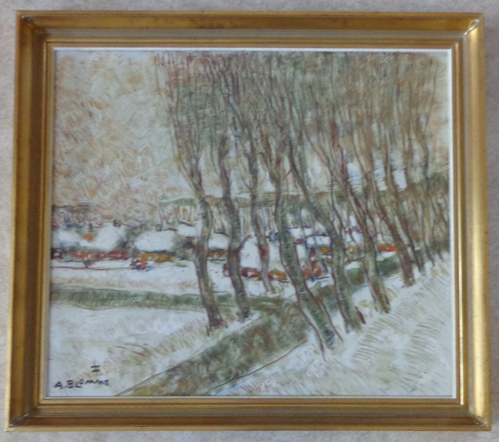 ALFONS BLOMME / WAAIENDE BOMEN / OLIEVERF / 81x91cm / KADER, Gesigneerd, Hout, Olieverf, Landschap