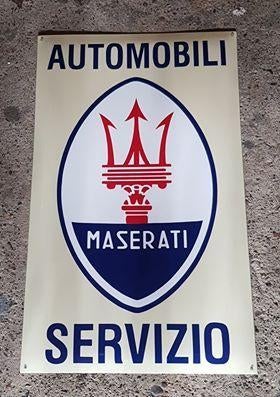 Maserati servizio zwaar emaille reclame bord garage showroom, Enlèvement ou Envoi, Comme neuf, Panneau publicitaire
