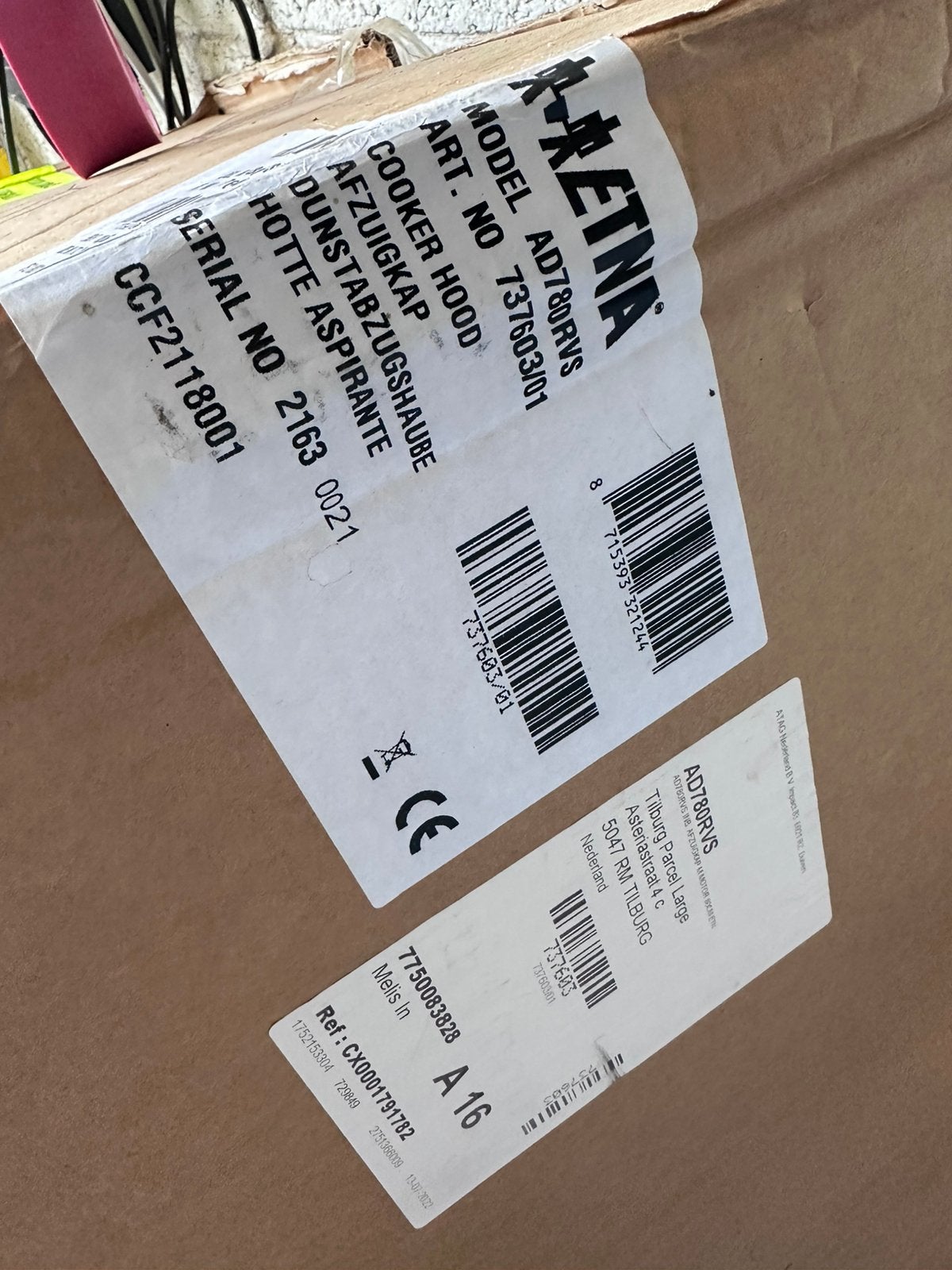 ETNA AD780RVS diagonale dampkap - nieuw - ongeopend, Enlèvement, Neuf, Autoportant, Recyclage