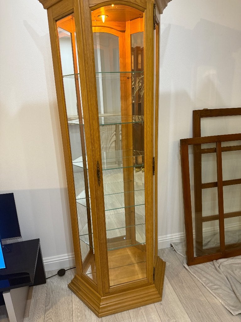 Vintage vitrinekast, Huis en Inrichting, Kasten | Vitrinekasten, Ophalen, 200 cm of meer, 50 tot 100 cm, Zo goed als nieuw