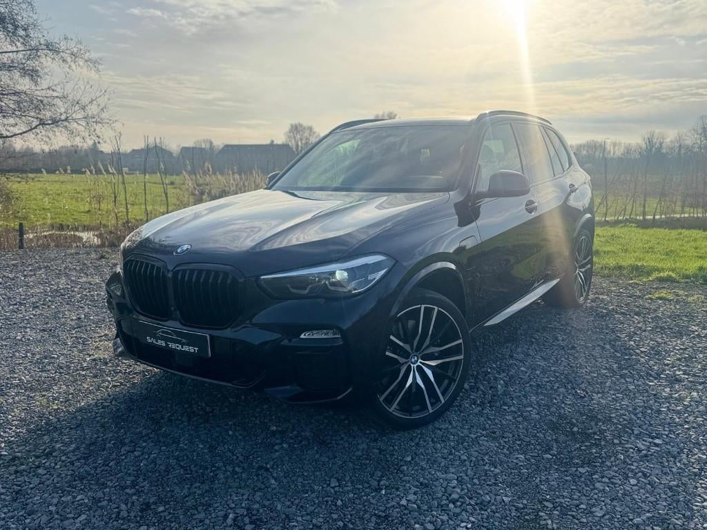 BMW X5 45e, Auto's, BMW, Automaat, Blauw, Leder, Hybride Elektrisch/Benzine