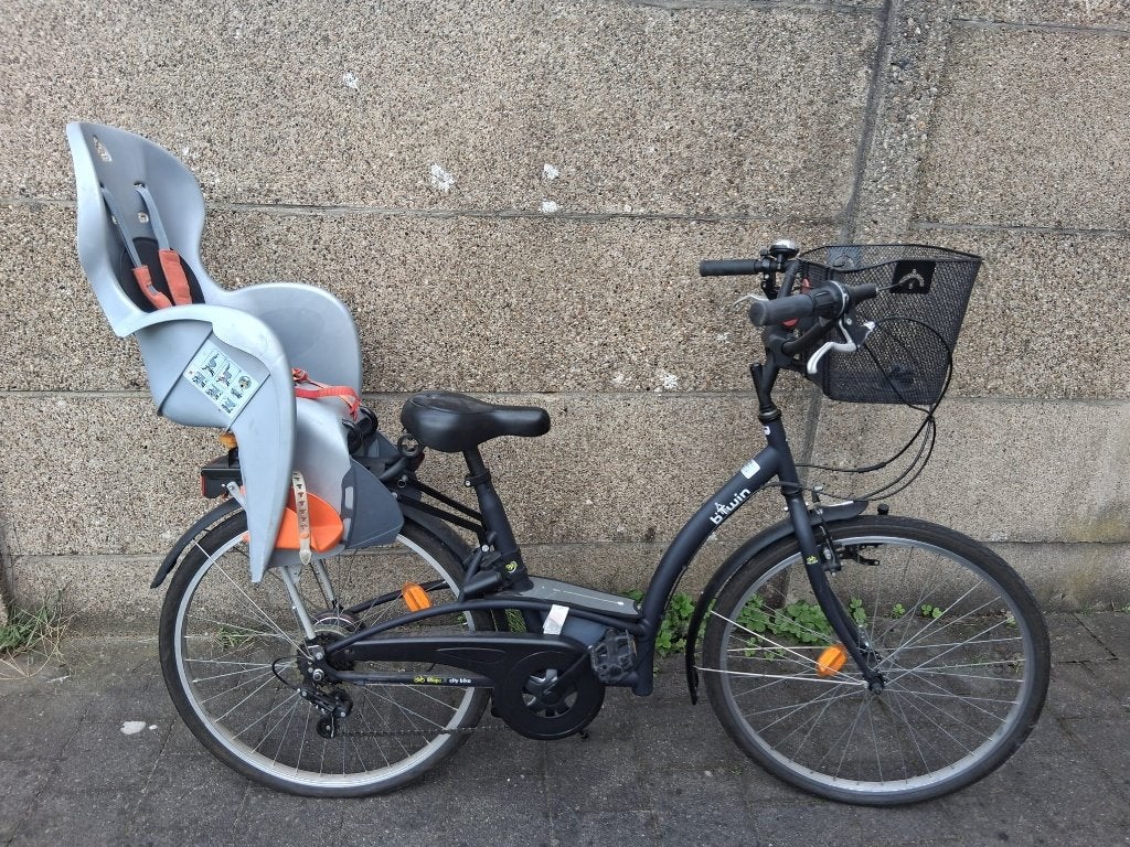 fiets met kinderzitje - City Bike elops 3 - zwart, Autres marques, Frein sur jante, Enlèvement, Utilisé