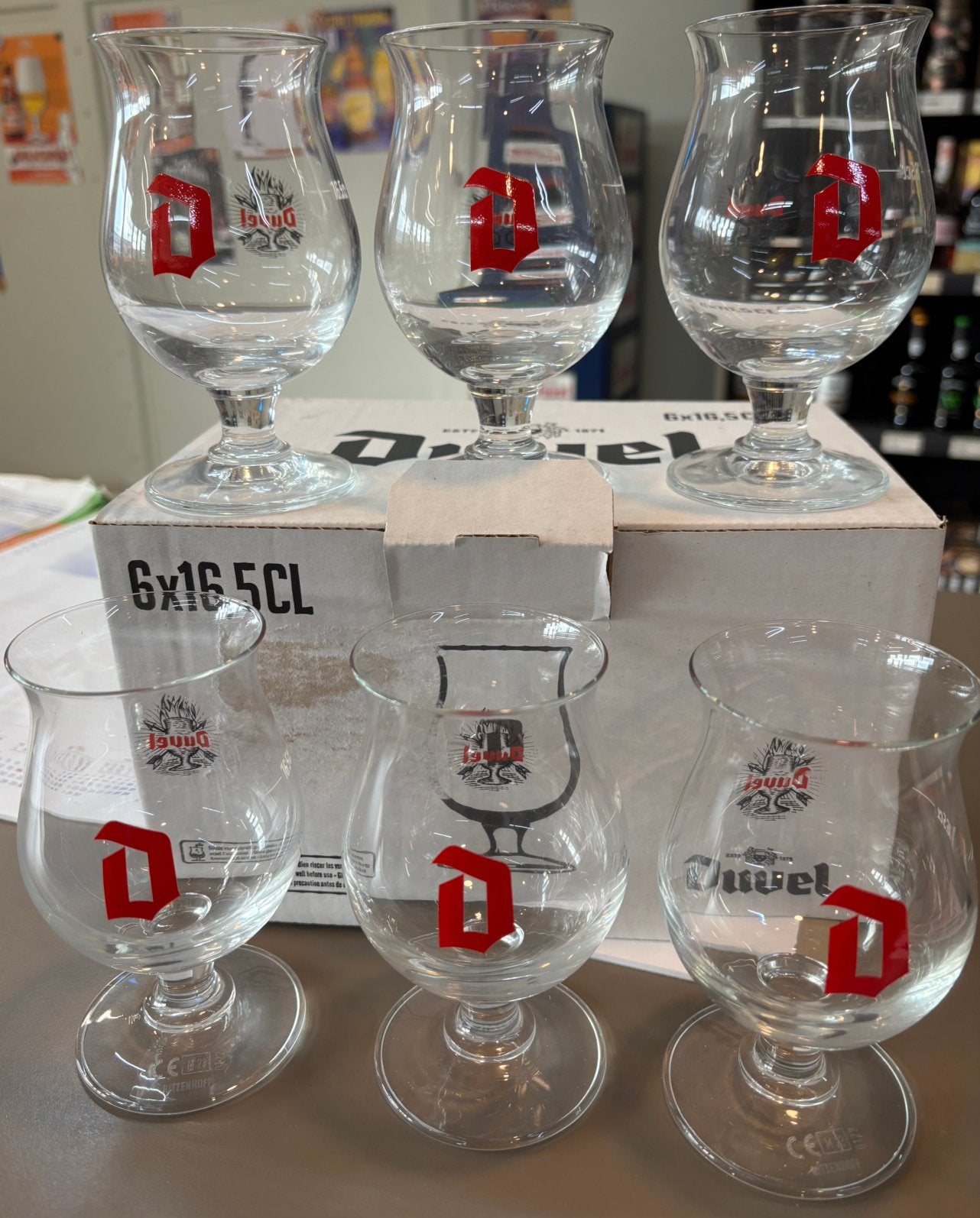 Duvel miniglaasjes 6*16,5 cl, Ophalen, Nieuw, Glas of Glazen, Duvel