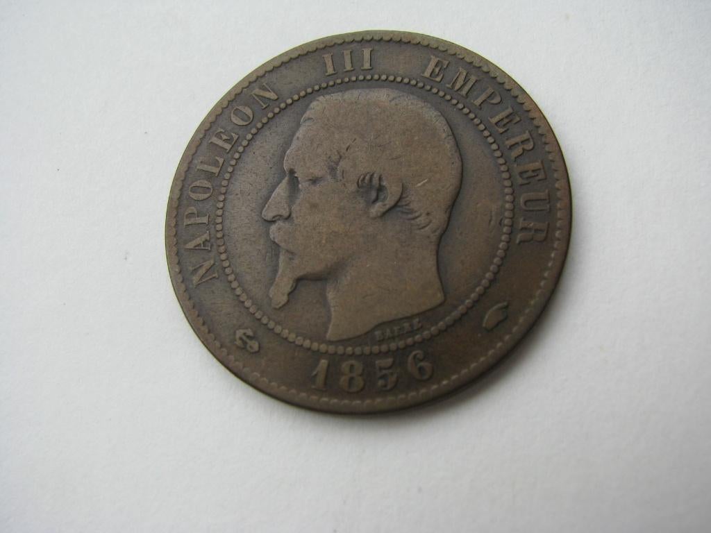 10 c Napoléon III 1856 "A" tête nue, Envoi, France