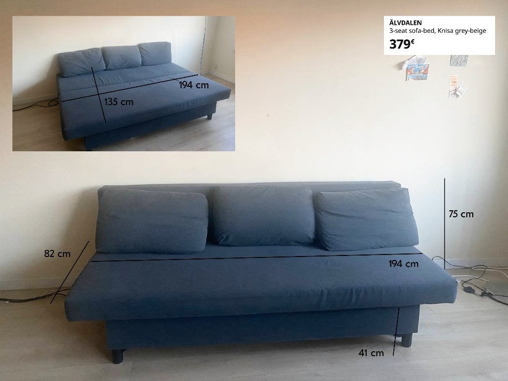 Сanapé convertible IKEA, Enlèvement, Utilisé, Tissus