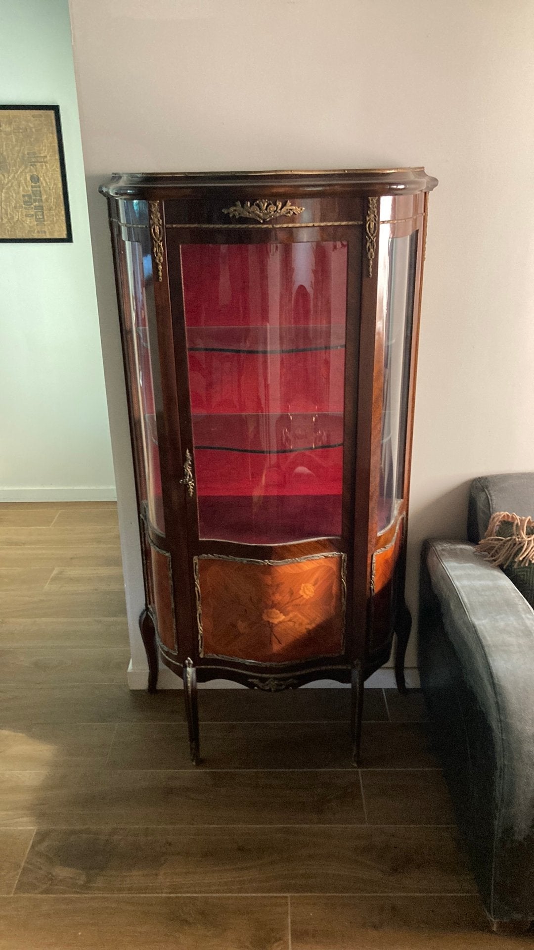 Antieke glazen vitrine kast, Antiek en Kunst, Ophalen