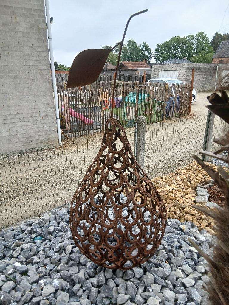 tuinbeeld , hoefijzeren peer , kunstwerk uit hoefijzers, Tuin en Terras, Ophalen, Nieuw, Metaal, Abstract beeld