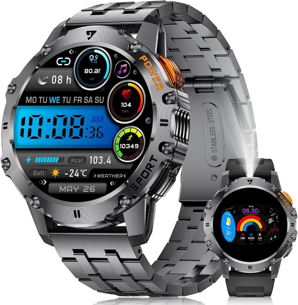 Merk+ Smart Horloge Mannen compass 3ATM (Nieuw), Handtassen en Accessoires, Smartwatches, Nieuw, Android, Zwart, Afstand, Conditie