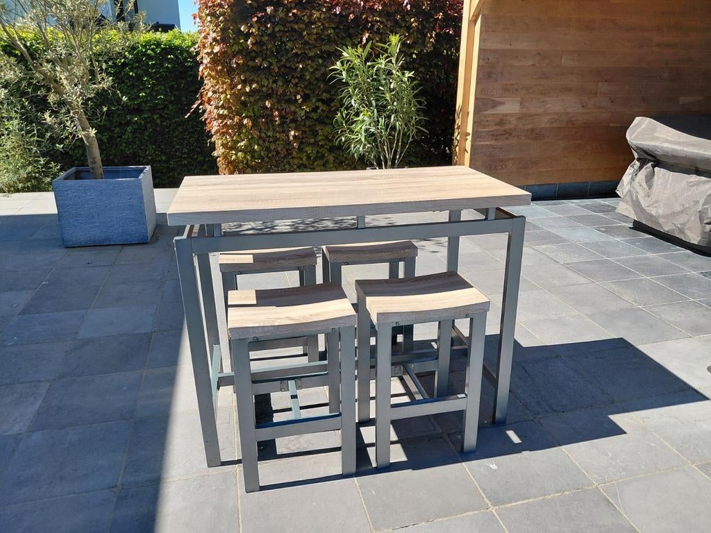 Set hoge tafel met 4 krukken., Huis en Inrichting, Ophalen