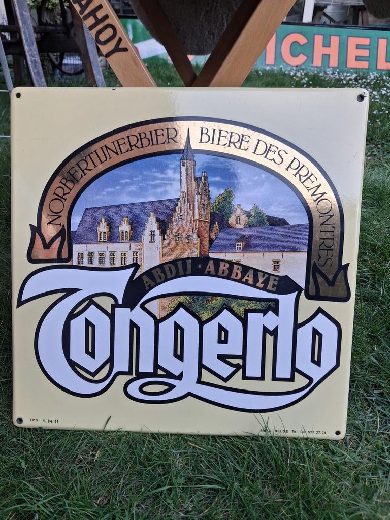 Emaille bord Norbertijnbier Abdij Tongerlo, Ophalen of Verzenden