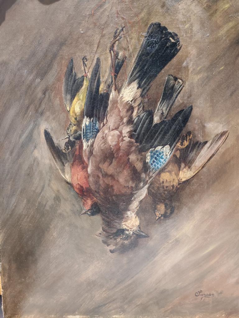 peinture XIXè siècle Félix SUREAU Nature morte aux perdrix, Enlèvement, Utilisé, Autres matériaux, Moins de 50 cm