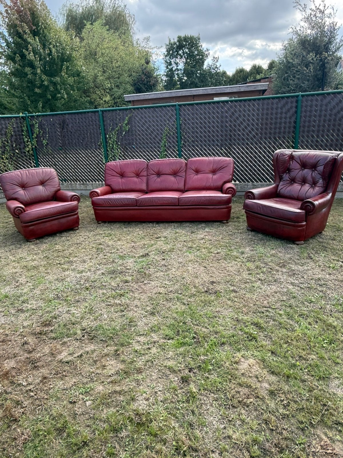Lederen Salon 3+1+1, Huis en Inrichting, Ophalen, Gebruikt