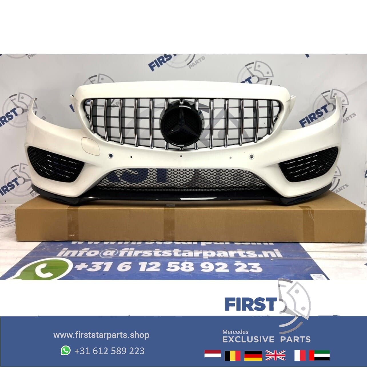 W205 A205 AMG VOORBUMPER WIT origineel Mercedes C KLASSE 201, Gebruikt, -, Voor, Ophalen of Verzenden