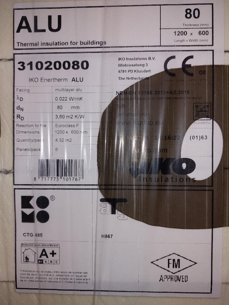 IKO Enertherm, Doe-het-zelf en Bouw, Ophalen, Dakisolatie, Nieuw, Hardschuim (Pir)