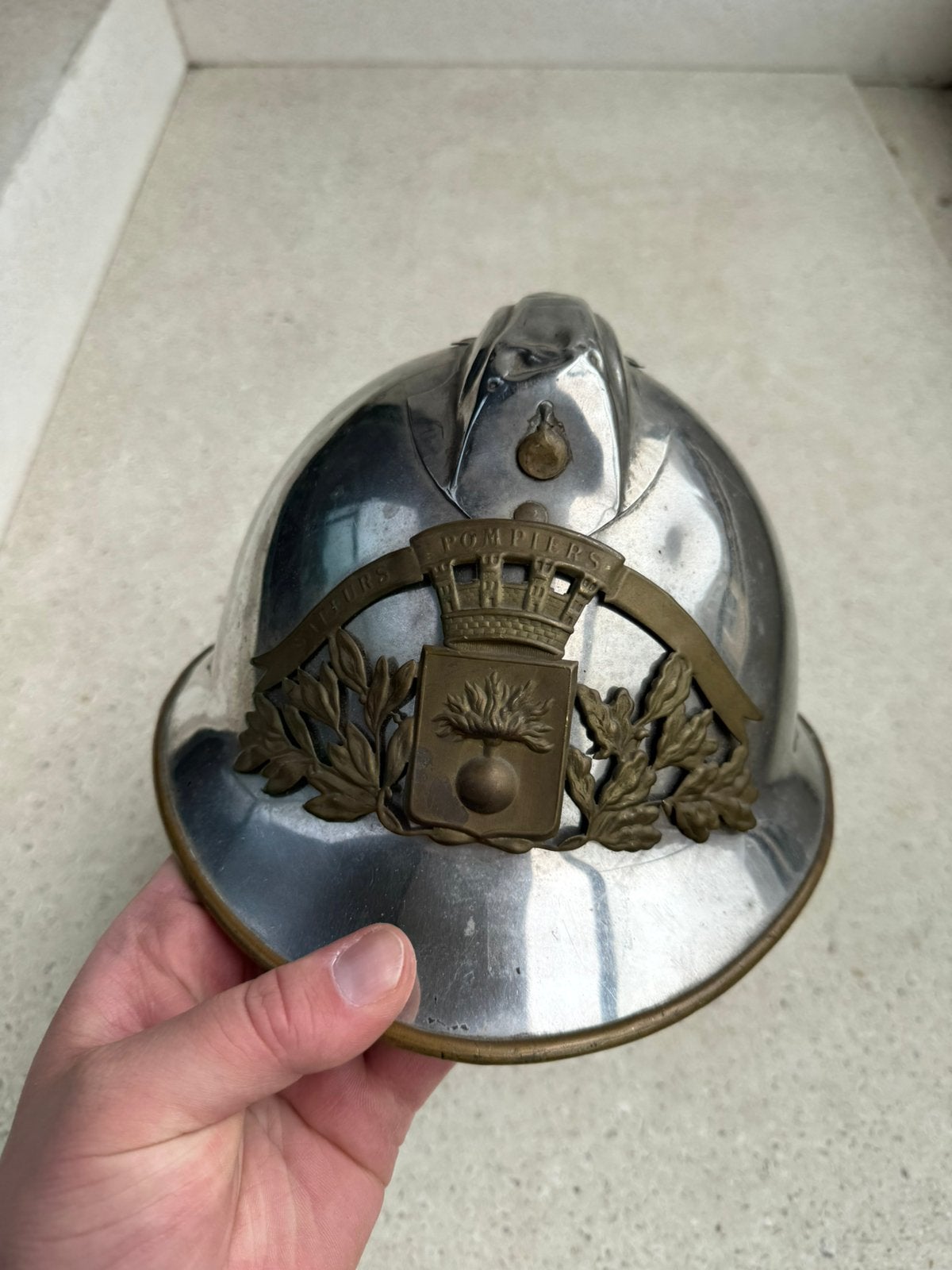 Casque de pompier Français Adrian avec intérieur, Collections, Enlèvement ou Envoi