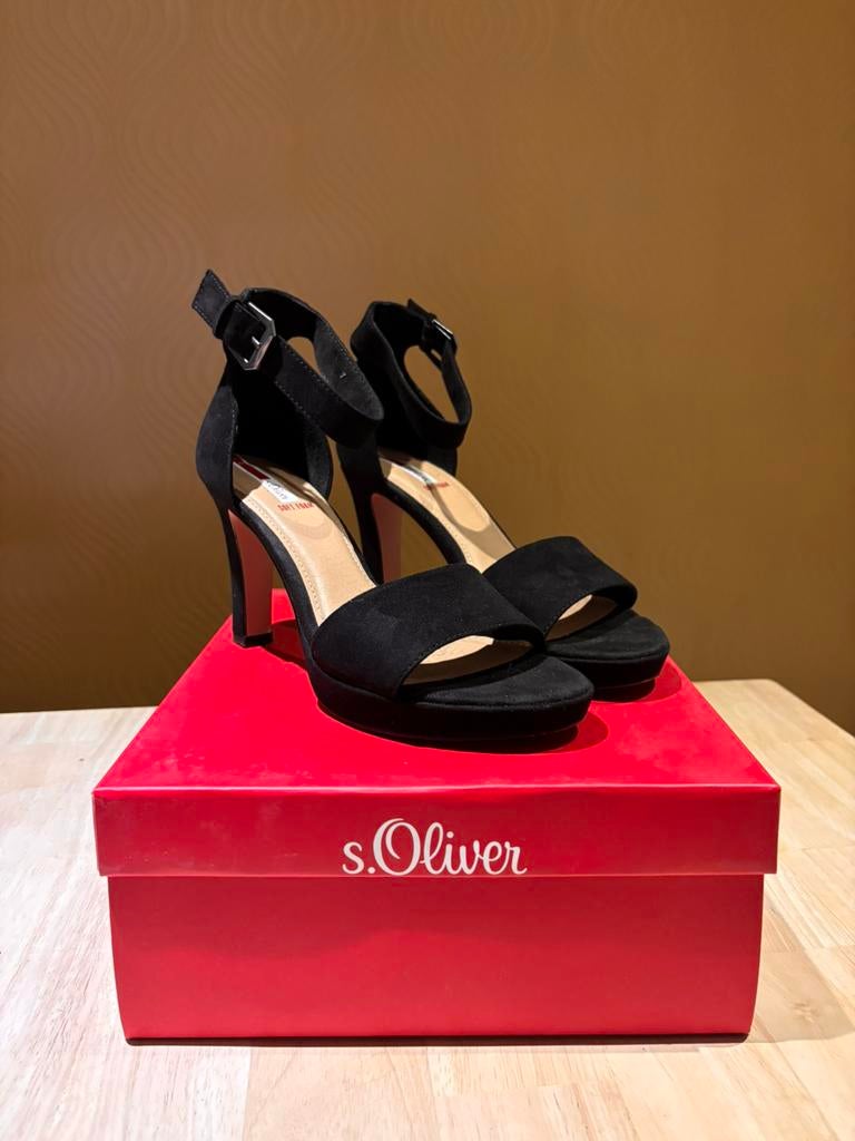 Sandalen met hoge hak - s.oliver, Kleding | Dames, Schoenen, Ophalen, Zo goed als nieuw, Zwart