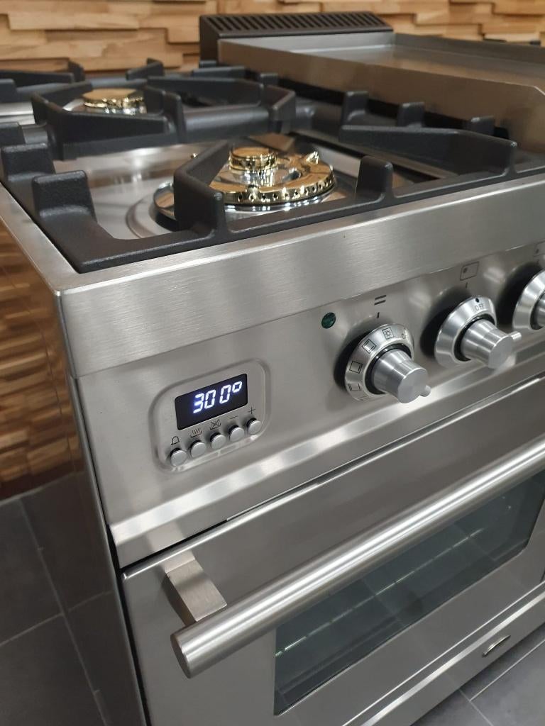 Luxe Boretti Fornuis 100cm RVS 1 oven 1 magnetron Duel Feul, Ophalen, 60 cm of meer, Zo goed als nieuw, Energieklasse A of zuiniger
